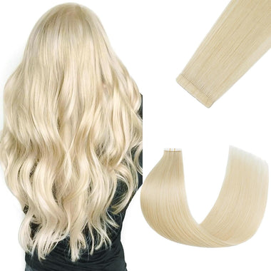 10A Blonde Straight Tape-In Hair Extension #613 16"