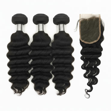 3 Bundle Malaysian Deep Wave Set w/ Closure