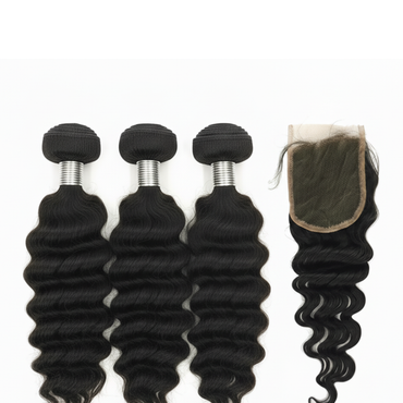 3 Bundle Malaysian Deep Wave Set w/ Closure