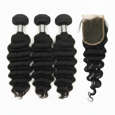 3 Bundle Malaysian Deep Wave Set w/ Closure